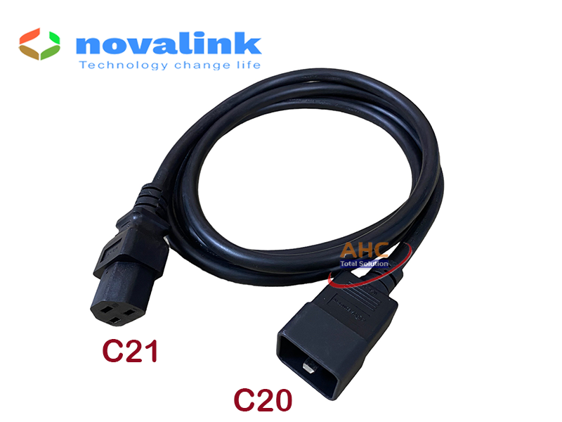 Dây nguồn C20 to C21 dài 3m Novalink NV-56303A lõi đồng 3x2.08mm 15A